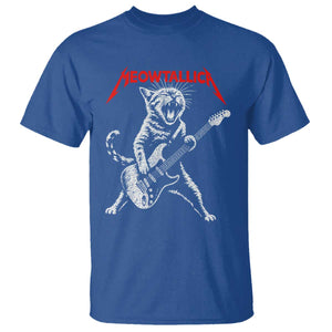 Funny Cat Playing Guitar T Shirt Vintage 90s Classic Rock Star Cat Graphic Rock and Roll TS10 Royal Blue Print Your Wear