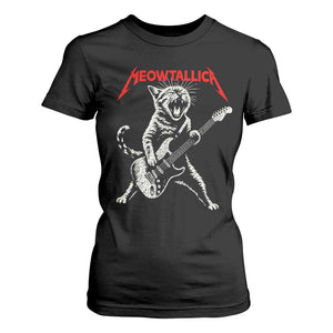Funny Cat Playing Guitar T Shirt For Women Vintage 90s Classic Rock Star Cat Graphic Rock and Roll TS10 Black Print Your Wear