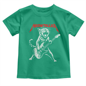 Funny Cat Playing Guitar Toddler T Shirt Vintage 90s Classic Rock Star Cat Graphic Rock and Roll TS10 Irish Green Print Your Wear