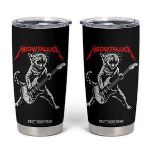 Funny Cat Playing Guitar Tumbler Cup Vintage 90s Classic Rock Star Cat Graphic Rock and Roll TS10 Black Print Your Wear