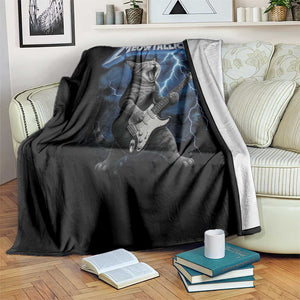Funny Cat Playing Guitar Throw Blanket Vintage 90s Style Bootleg Graphic Rock Star Rock Cat TS10 Print Your Wear