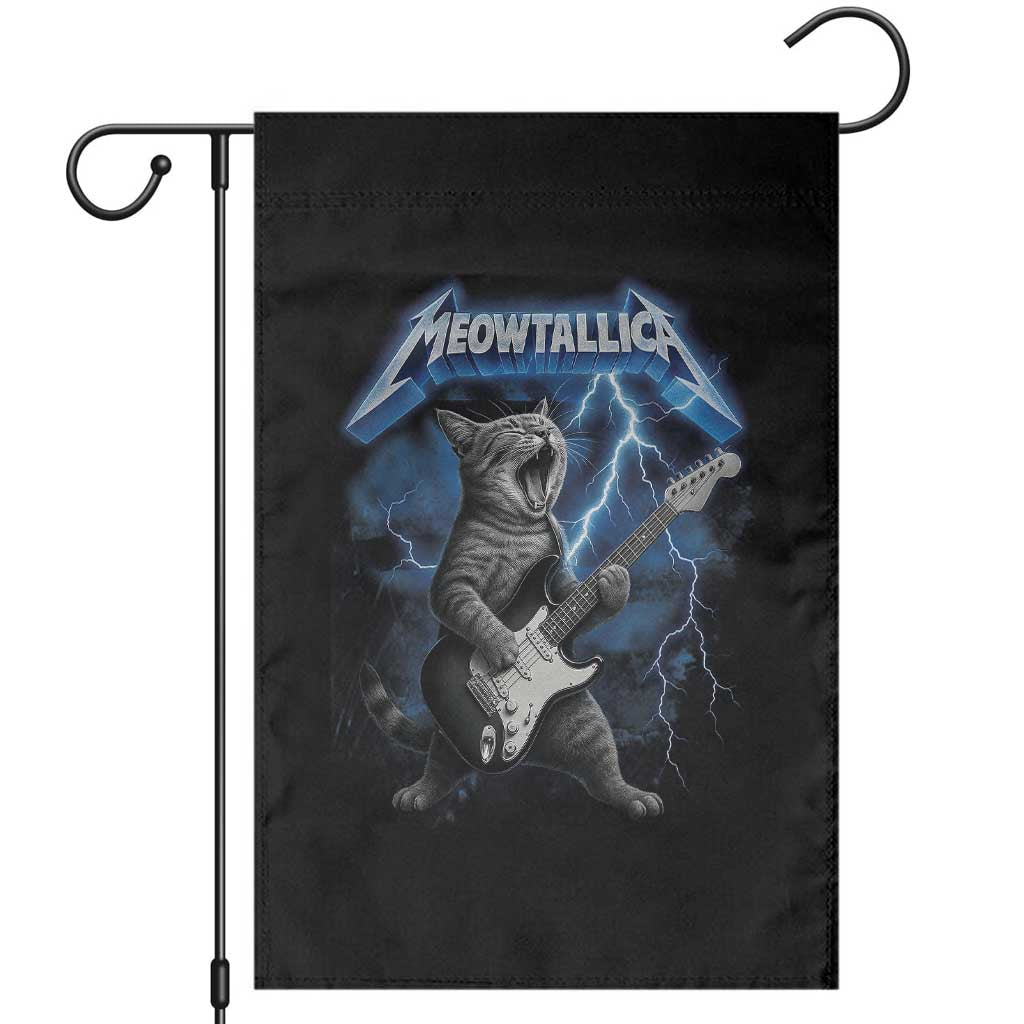 Funny Cat Playing Guitar Garden Flag Vintage 90s Style Bootleg Graphic Rock Star Rock Cat TS10 Black Print Your Wear