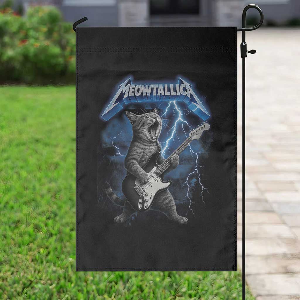 Funny Cat Playing Guitar Garden Flag Vintage 90s Style Bootleg Graphic Rock Star Rock Cat TS10 Print Your Wear