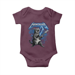 Funny Cat Playing Guitar Baby Onesie Vintage 90s Style Bootleg Graphic Rock Star Rock Cat TS10 Maroon Print Your Wear