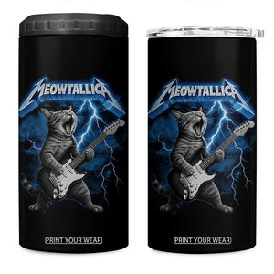 Funny Cat Playing Guitar 4 in 1 Can Cooler Tumbler Vintage 90s Style Bootleg Graphic Rock Star Rock Cat TS10 One Size: 16 oz Black Print Your Wear
