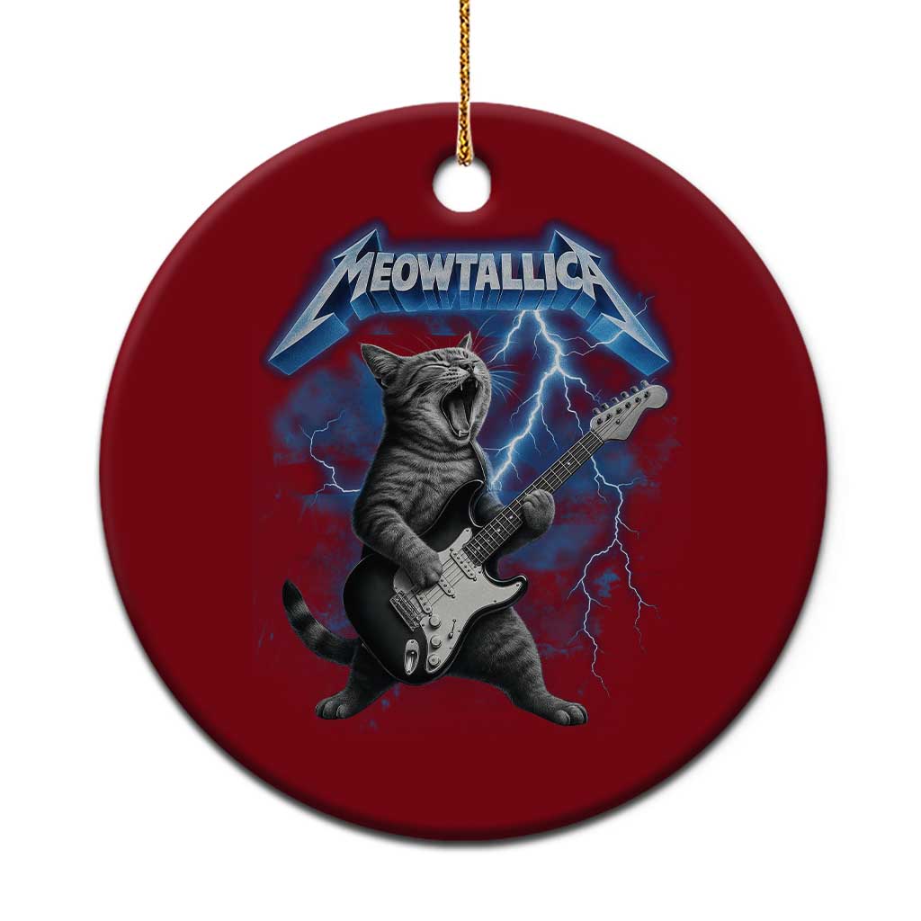 Funny Cat Playing Guitar Ceramic Ornament Vintage 90s Style Bootleg Graphic Rock Star Rock Cat TS10 1pc Red Print Your Wear