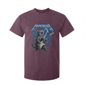 Funny Cat Playing Guitar T Shirt For Kid Vintage 90s Style Bootleg Graphic Rock Star Rock Cat TS10 Maroon Print Your Wear