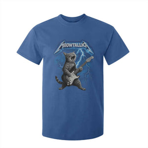 Funny Cat Playing Guitar T Shirt For Kid Vintage 90s Style Bootleg Graphic Rock Star Rock Cat TS10 Royal Blue Print Your Wear