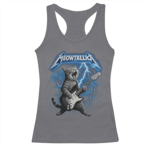 Funny Cat Playing Guitar Racerback Tank Top Vintage 90s Style Bootleg Graphic Rock Star Rock Cat TS10 Charcoal Print Your Wear