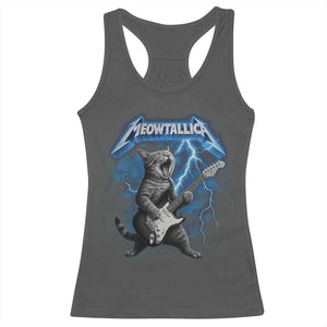 Funny Cat Playing Guitar Racerback Tank Top Vintage 90s Style Bootleg Graphic Rock Star Rock Cat TS10 Dark Heather Print Your Wear