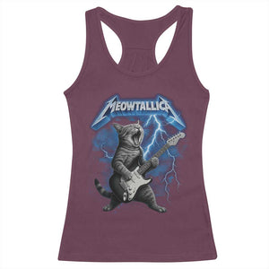 Funny Cat Playing Guitar Racerback Tank Top Vintage 90s Style Bootleg Graphic Rock Star Rock Cat TS10 Maroon Print Your Wear