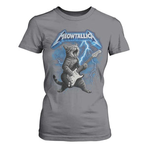 Funny Cat Playing Guitar T Shirt For Women Vintage 90s Style Bootleg Graphic Rock Star Rock Cat TS10 Charcoal Print Your Wear