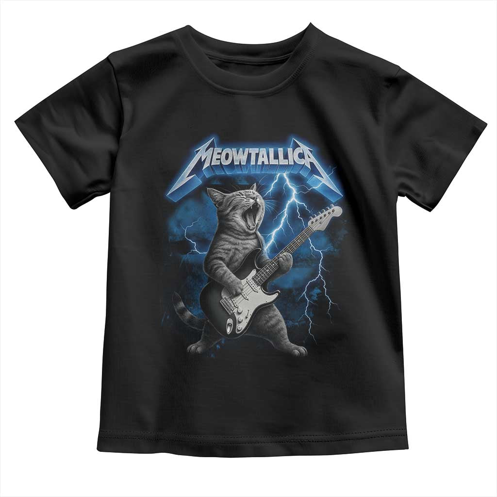 Funny Cat Playing Guitar Toddler T Shirt Vintage 90s Style Bootleg Graphic Rock Star Rock Cat TS10 Black Print Your Wear