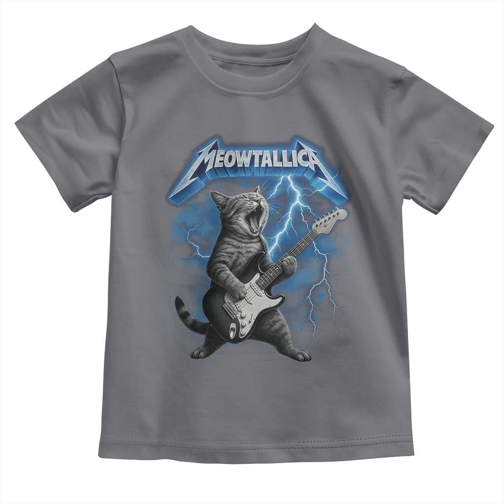 Funny Cat Playing Guitar Toddler T Shirt Vintage 90s Style Bootleg Graphic Rock Star Rock Cat TS10 Charcoal Print Your Wear