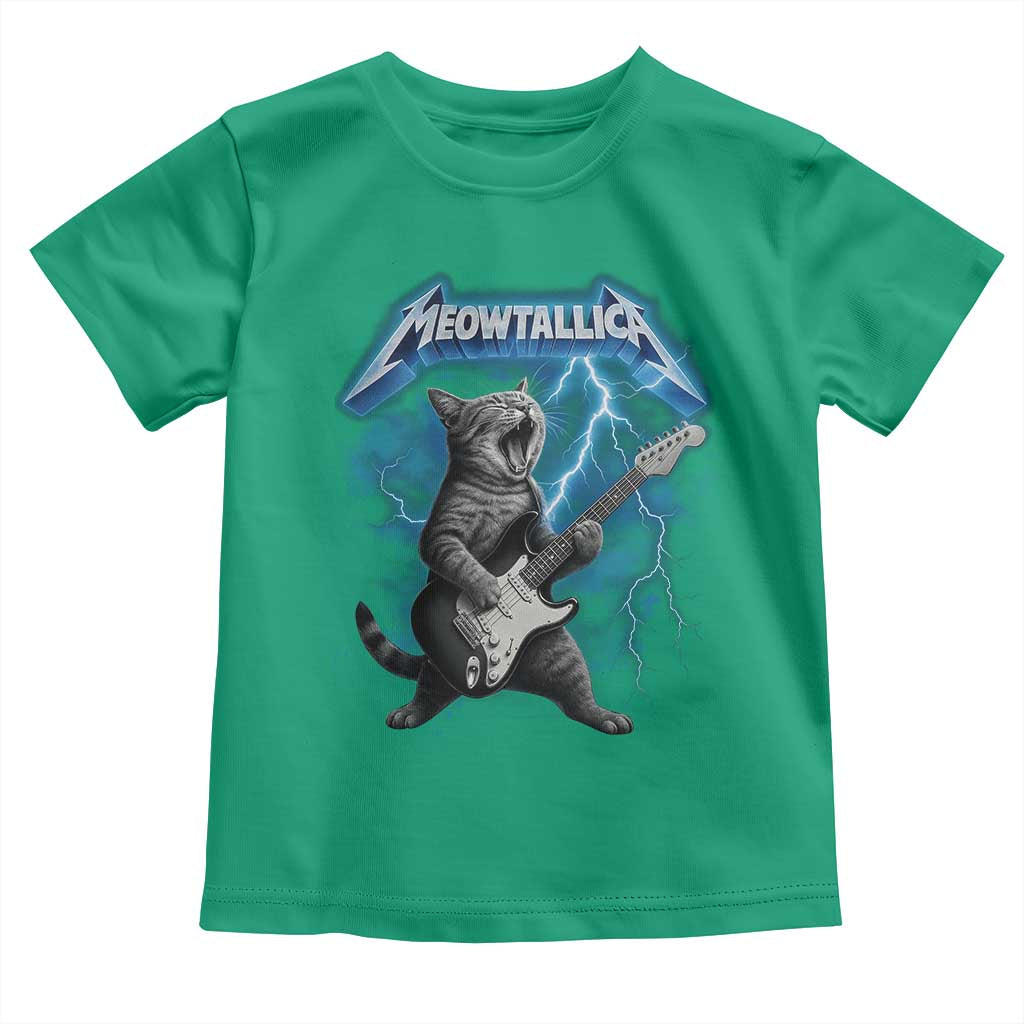 Funny Cat Playing Guitar Toddler T Shirt Vintage 90s Style Bootleg Graphic Rock Star Rock Cat TS10 Irish Green Print Your Wear