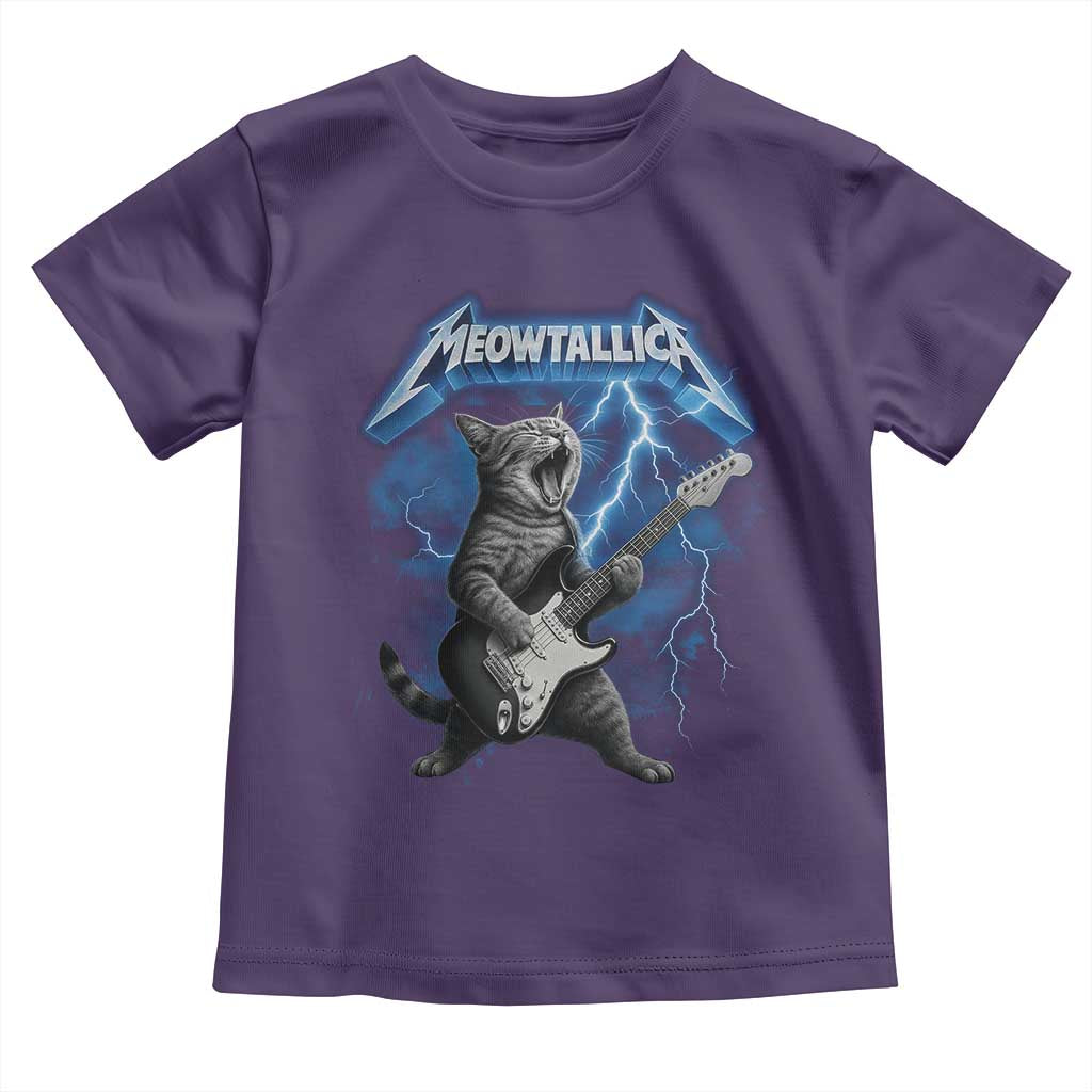 Funny Cat Playing Guitar Toddler T Shirt Vintage 90s Style Bootleg Graphic Rock Star Rock Cat TS10 Purple Print Your Wear