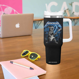Funny Cat Playing Guitar Tumbler With Handle Vintage 90s Style Bootleg Graphic Rock Star Rock Cat TS10 Print Your Wear