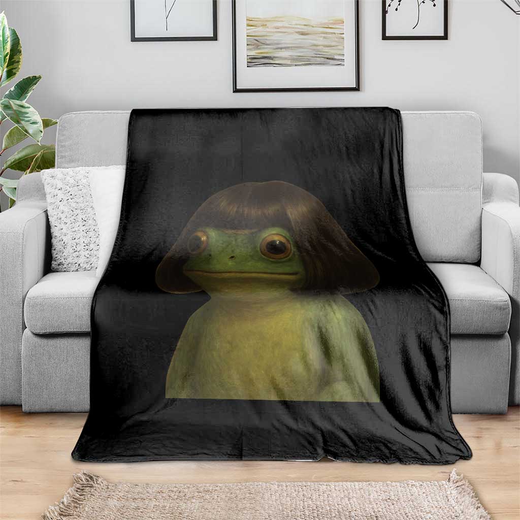 Funny Frog Bob Haircut Meme Throw Blanket Silly Toad Trends TS10 Print Your Wear