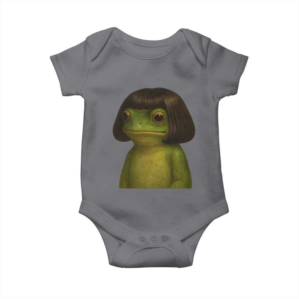 Funny Frog Bob Haircut Meme Baby Onesie Silly Toad Trends TS10 Charcoal Print Your Wear