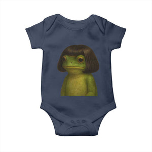 Funny Frog Bob Haircut Meme Baby Onesie Silly Toad Trends TS10 Navy Print Your Wear