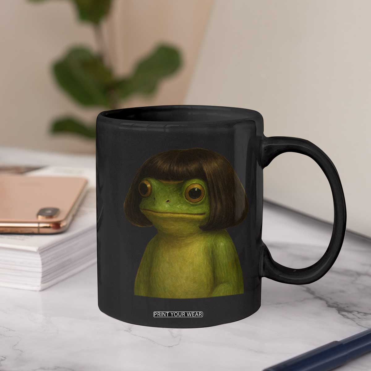 Funny Frog Bob Haircut Meme Coffee Mug Silly Toad Trends TS10 Print Your Wear
