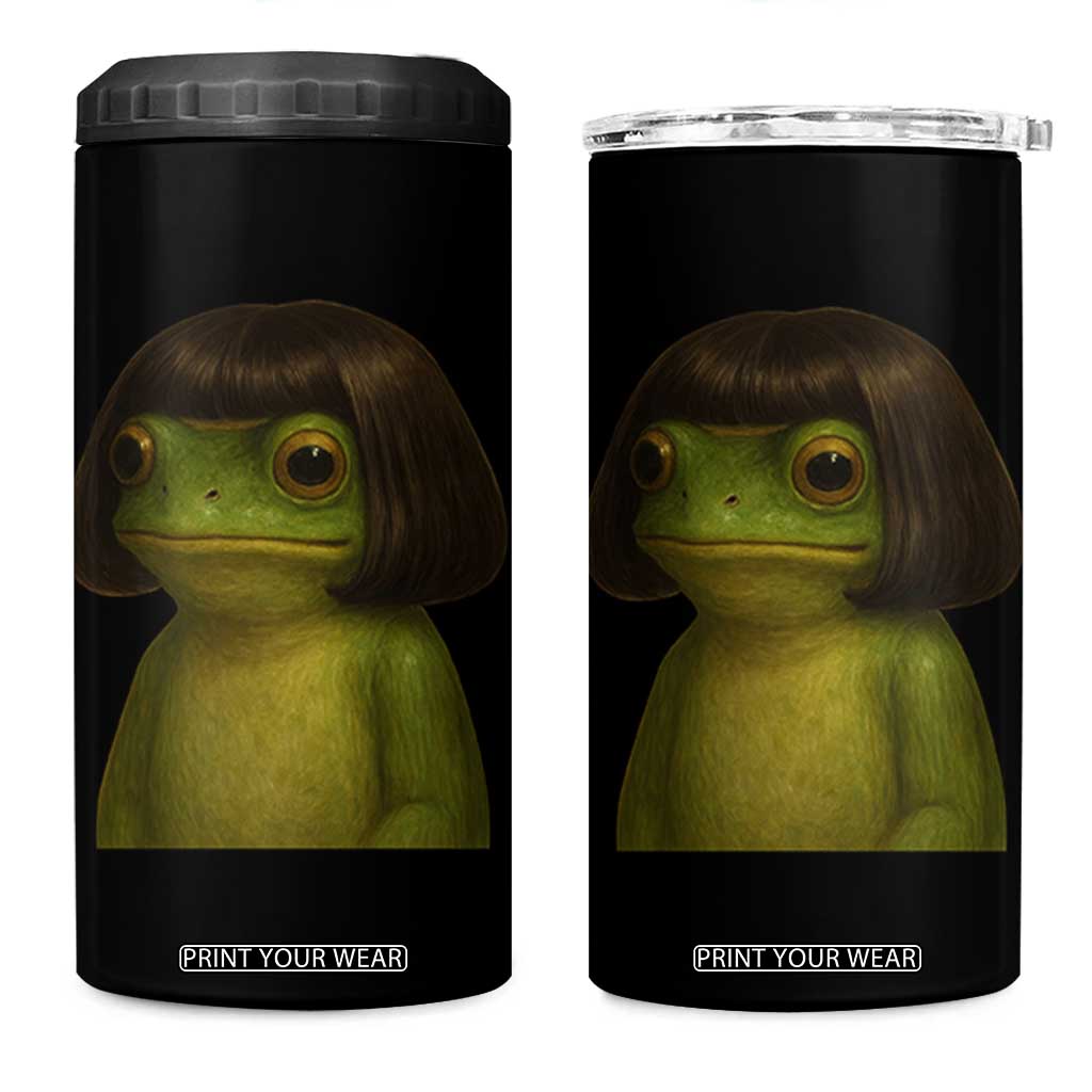 Funny Frog Bob Haircut Meme 4 in 1 Can Cooler Tumbler Silly Toad Trends TS10 One Size: 16 oz Black Print Your Wear