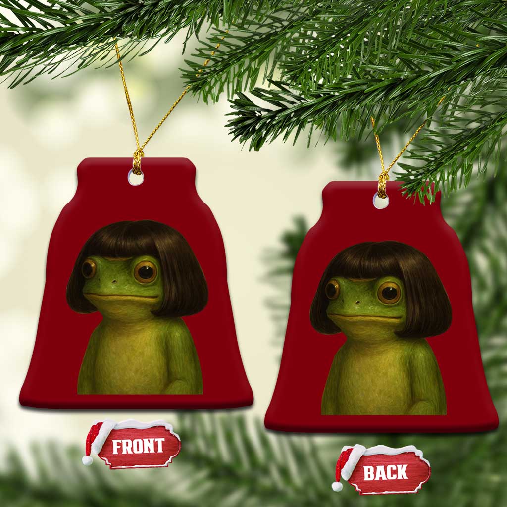 Funny Frog Bob Haircut Meme Ceramic Ornament Silly Toad Trends TS10 Print Your Wear
