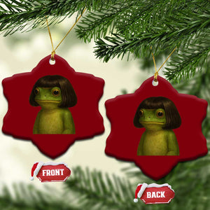 Funny Frog Bob Haircut Meme Ceramic Ornament Silly Toad Trends TS10 Print Your Wear