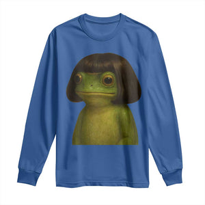 Funny Frog Bob Haircut Meme Long Sleeve Shirt Silly Toad Trends TS10 Royal Blue Print Your Wear