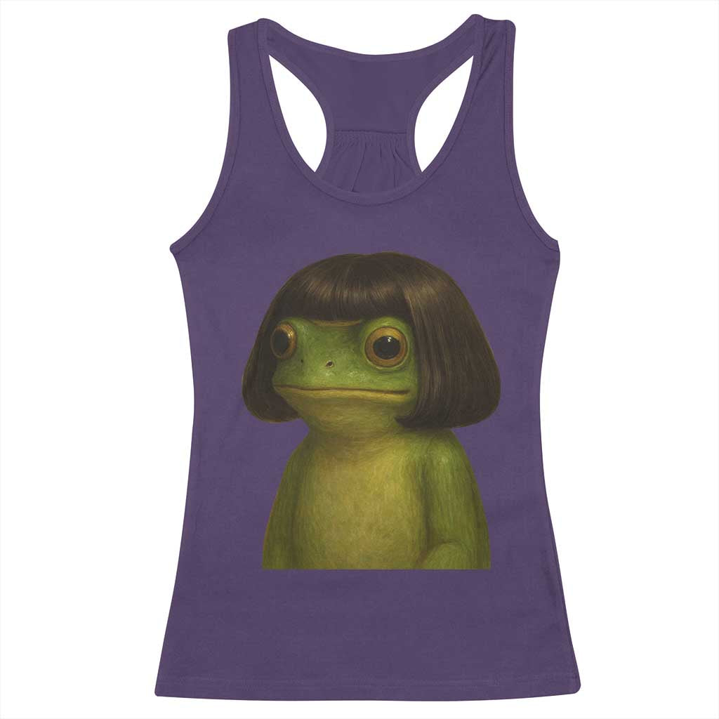 Funny Frog Bob Haircut Meme Racerback Tank Top Silly Toad Trends TS10 Purple Print Your Wear
