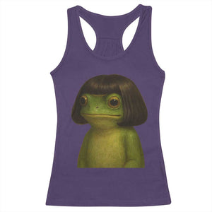 Funny Frog Bob Haircut Meme Racerback Tank Top Silly Toad Trends TS10 Purple Print Your Wear