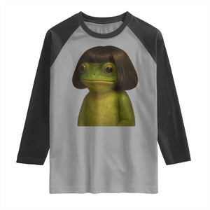 Funny Frog Bob Haircut Meme Raglan Shirt Silly Toad Trends TS10 Sport Gray Black Print Your Wear