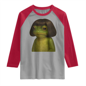 Funny Frog Bob Haircut Meme Raglan Shirt Silly Toad Trends TS10 Sport Gray Red Print Your Wear