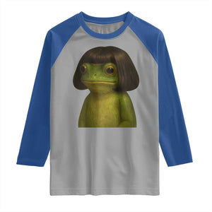 Funny Frog Bob Haircut Meme Raglan Shirt Silly Toad Trends TS10 Sport Gray Royal Print Your Wear