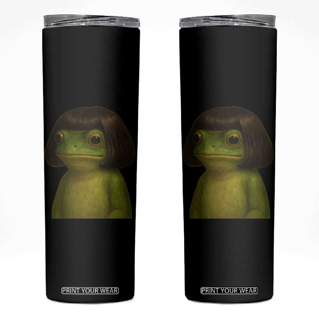 Funny Frog Bob Haircut Meme Skinny Tumbler Silly Toad Trends TS10 Black Print Your Wear