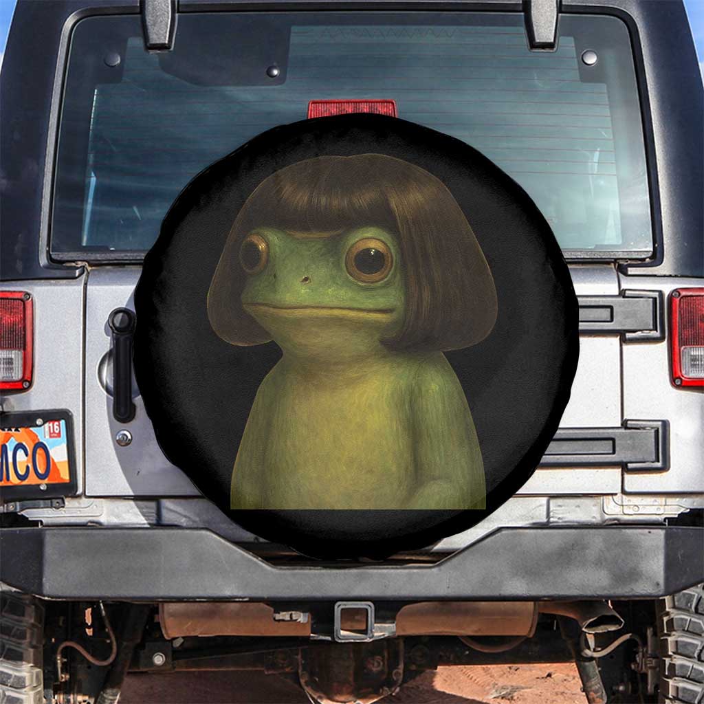 Funny Frog Bob Haircut Meme Spare Tire Cover Silly Toad Trends TS10 No hole Black Print Your Wear