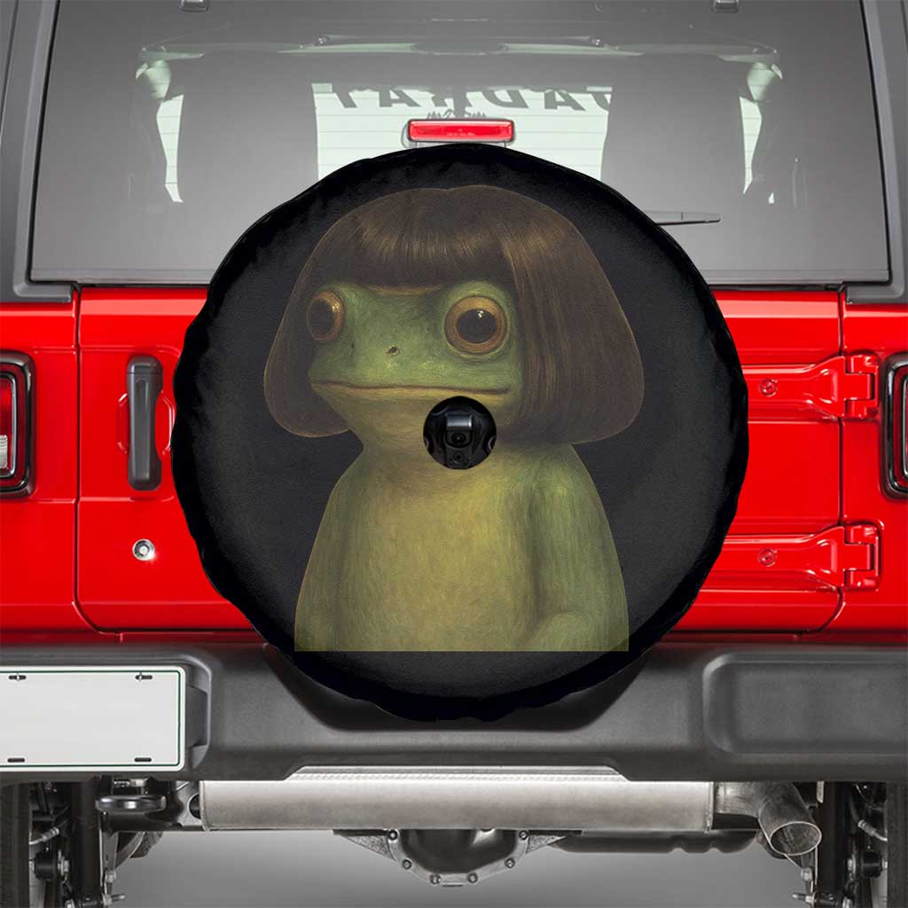 Funny Frog Bob Haircut Meme Spare Tire Cover Silly Toad Trends TS10 Black Print Your Wear