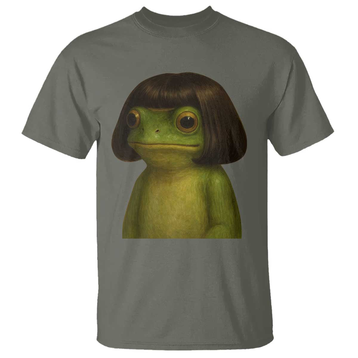 Funny Frog Bob Haircut Meme T Shirt Silly Toad Trends TS10 Military Green Print Your Wear