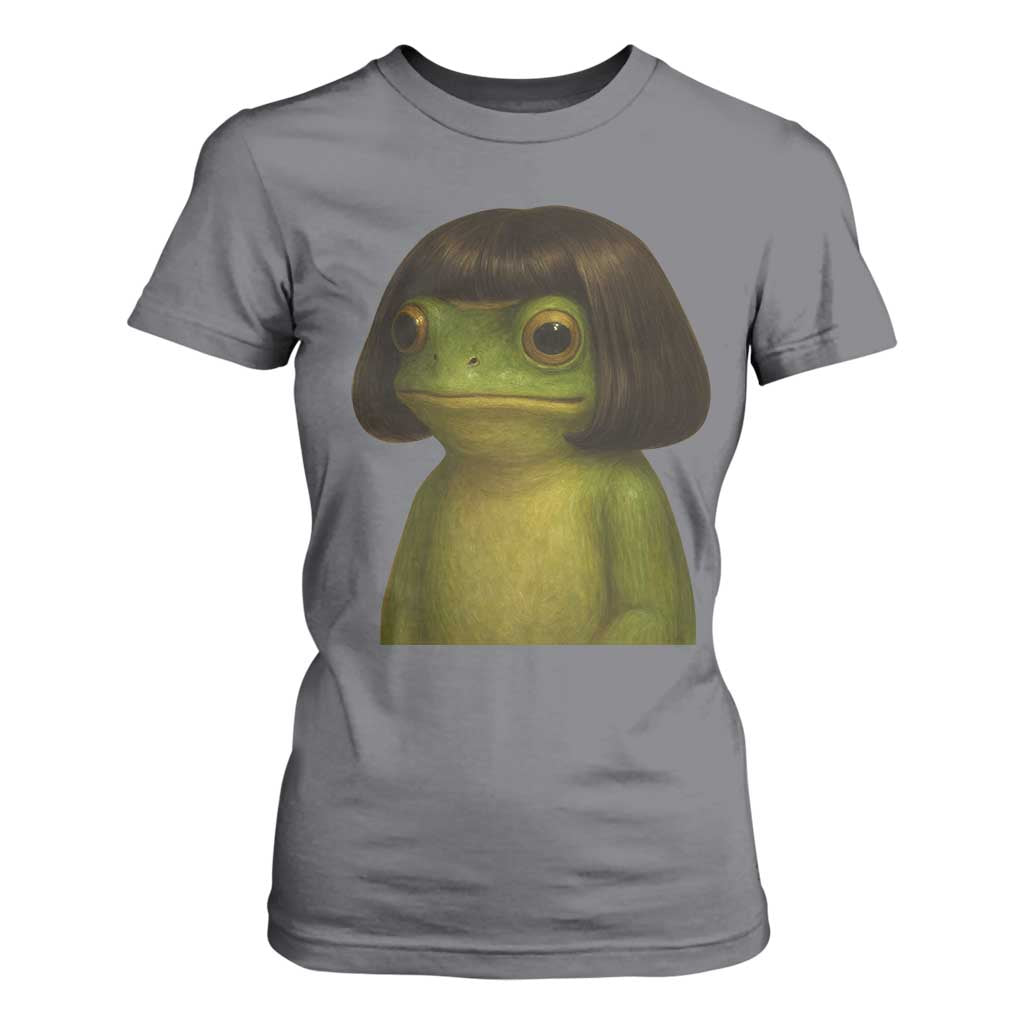 Funny Frog Bob Haircut Meme T Shirt For Women Silly Toad Trends TS10 Charcoal Print Your Wear