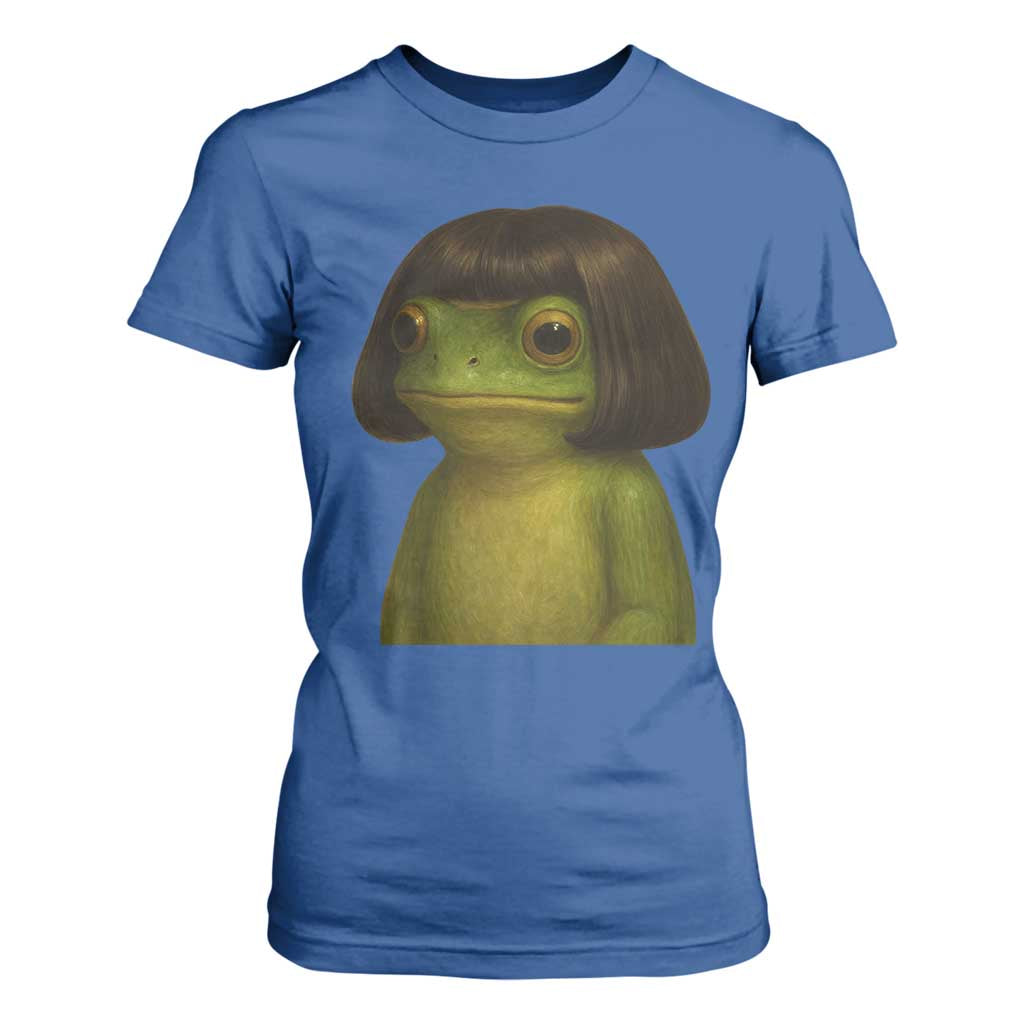 Funny Frog Bob Haircut Meme T Shirt For Women Silly Toad Trends TS10 Royal Blue Print Your Wear