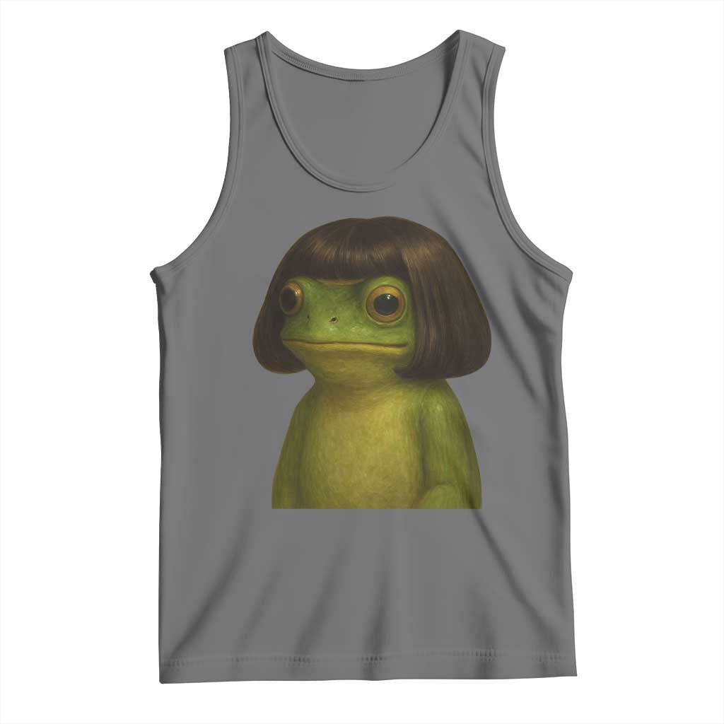 Funny Frog Bob Haircut Meme Tank Top Silly Toad Trends TS10 Black Heather Print Your Wear