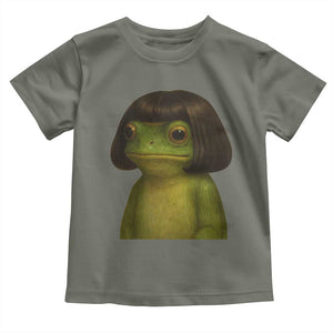 Funny Frog Bob Haircut Meme Toddler T Shirt Silly Toad Trends TS10 Military Green Print Your Wear