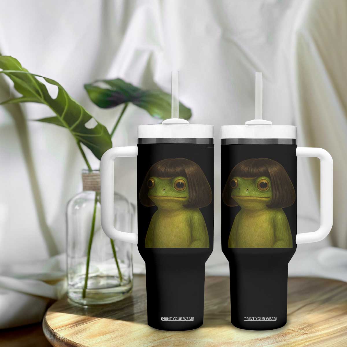 Funny Frog Bob Haircut Meme Tumbler With Handle Silly Toad Trends TS10 Print Your Wear