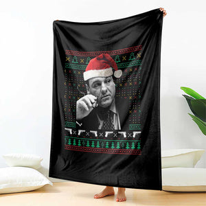 Funny Ugly Christmas Throw Blanket Funny Mafia Gangster Santa Sopranos Smoking TS10 Print Your Wear