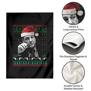 Funny Ugly Christmas Garden Flag Funny Mafia Gangster Santa Sopranos Smoking TS10 Print Your Wear