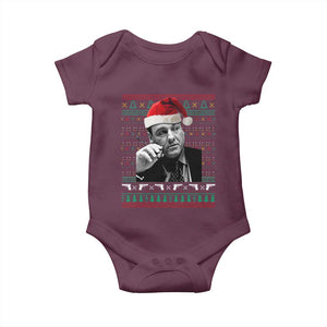 Funny Ugly Christmas Baby Onesie Funny Mafia Gangster Santa Sopranos Smoking TS10 Maroon Print Your Wear