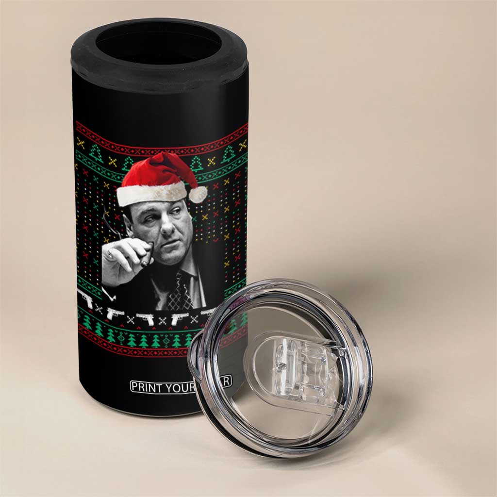 Funny Ugly Christmas 4 in 1 Can Cooler Tumbler Funny Mafia Gangster Santa Sopranos Smoking TS10 Print Your Wear