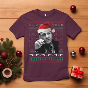 Funny Ugly Christmas T Shirt Funny Mafia Gangster Santa Sopranos Smoking TS10 Maroon Print Your Wear