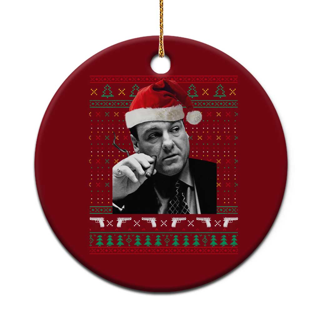 Funny Ugly Christmas Ceramic Ornament Funny Mafia Gangster Santa Sopranos Smoking TS10 1pc Red Print Your Wear