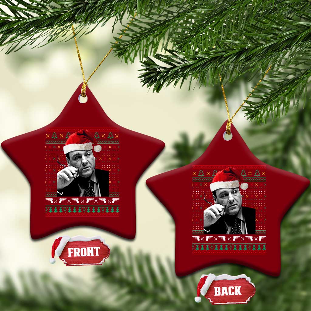 Funny Ugly Christmas Ceramic Ornament Funny Mafia Gangster Santa Sopranos Smoking TS10 Print Your Wear